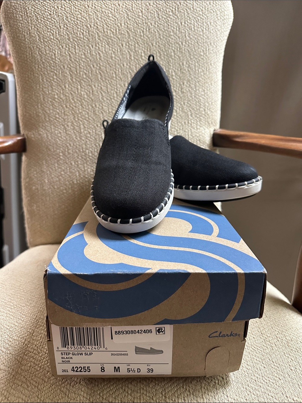Clarks Black Canvas Slip-On Espadrille Sneakers